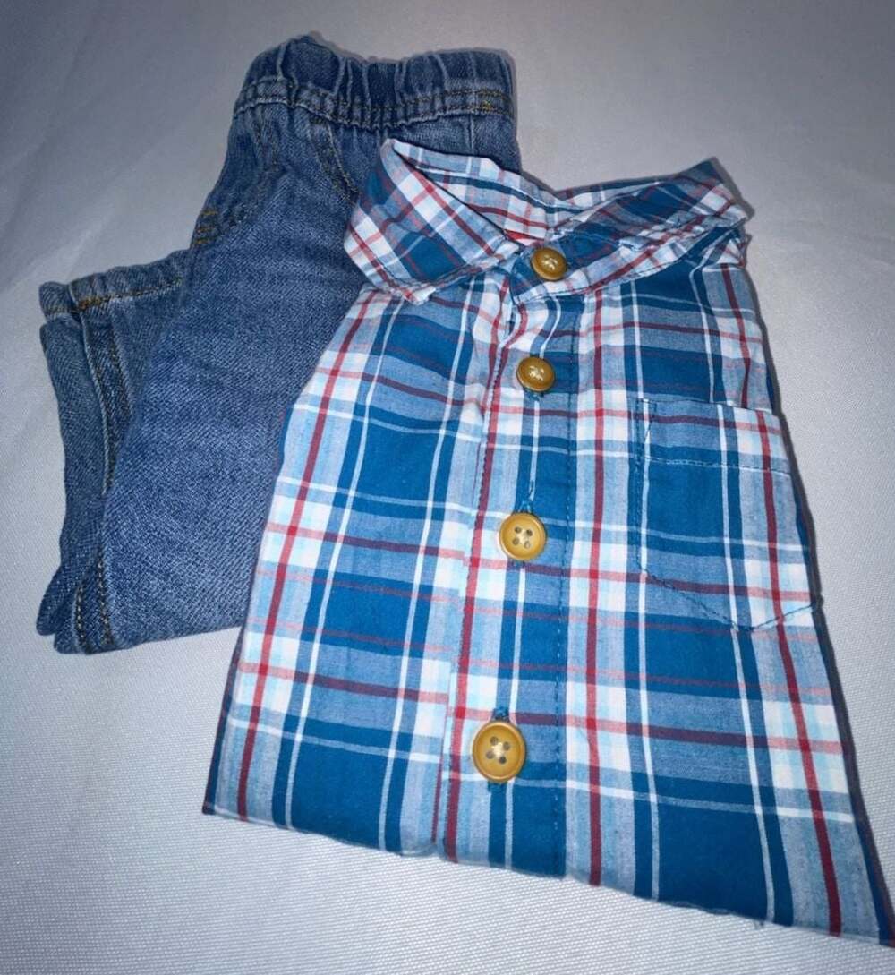 Wrangler Baby Boy Plaid Bodysuit and Denim Jeans 2-Piece Set 9 months